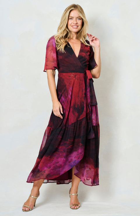 Hope & Ivy Gaia Dress Brusched Fuchia