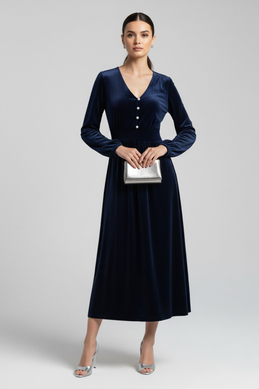 Marc Angelo Lauren Velvet Midi Dress - Navy– Boutique Ladybelle Abbeyleix