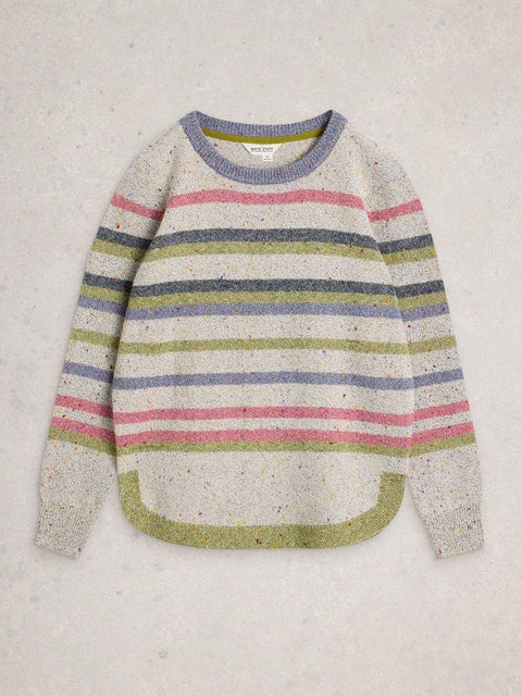 White Stuff Talia Nep Stripe Jumper - Grey Multi