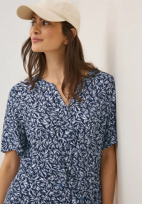 Cecil Patterned Textured Dress  - Navy