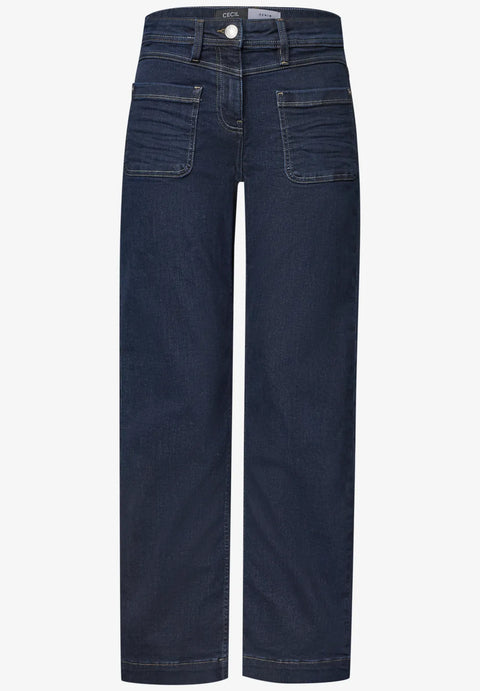 Cecil Wide Leg Jeans with Patch Pockets