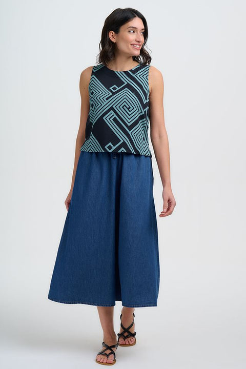 Sugarhill Marissa Top - Black/Green Geometric Print