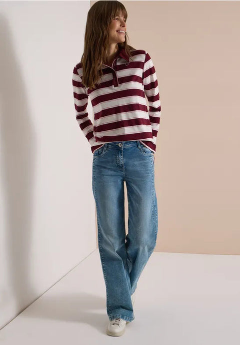 Cecil Long Sleeve Polo Shirt - wine