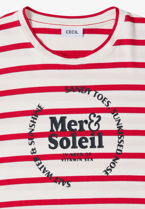Cecil T-Shirt with Stripes - Red