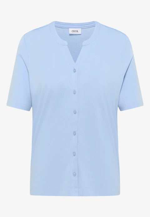 Cecil Button Through T-Shirt - Blue