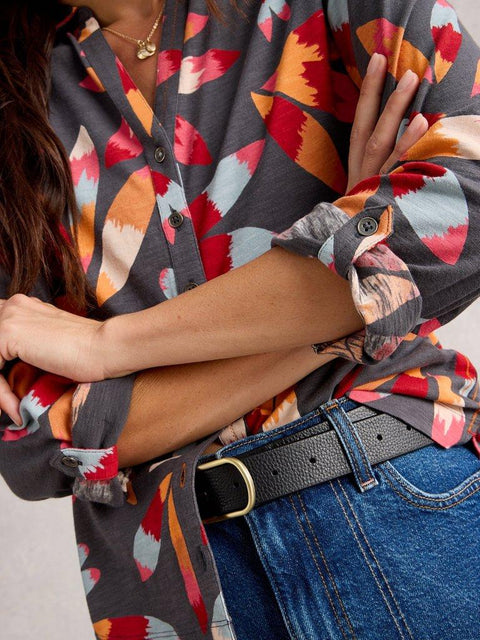 White Stuff Annie Jersey Shirt - Grey Print