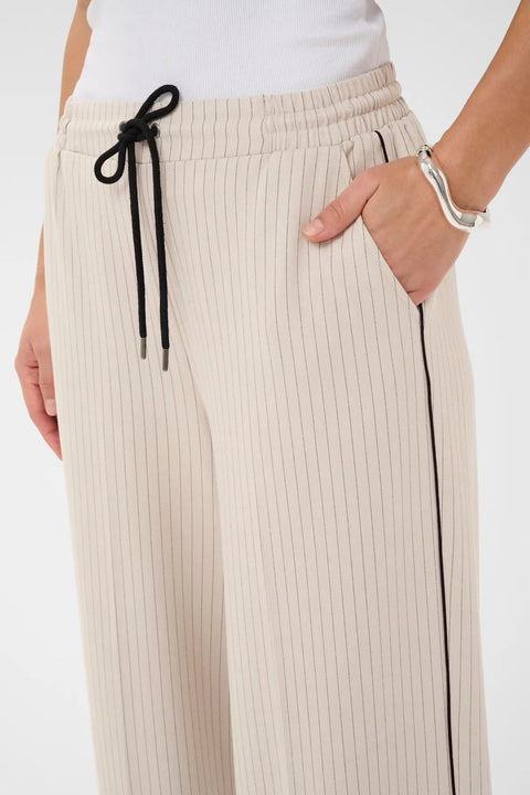 Kaffe Serena Pants - Beige/Black Stripe