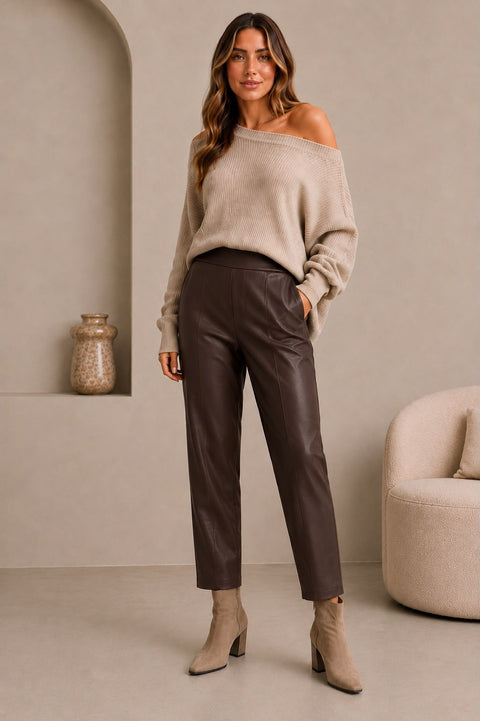 Darling Faux Leather Pants - Mocha