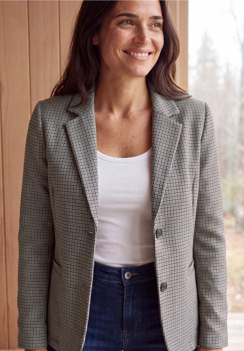 Cecil Houndstooth Pattern Blazer - cashmere beige