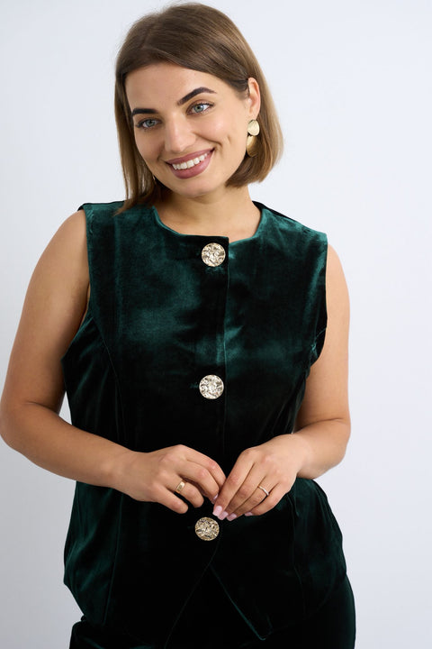 Kyla Velvet Waistcoat Suit - Green