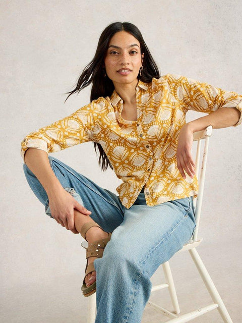 White Stuff Annie Jersey Shirt - yellow print