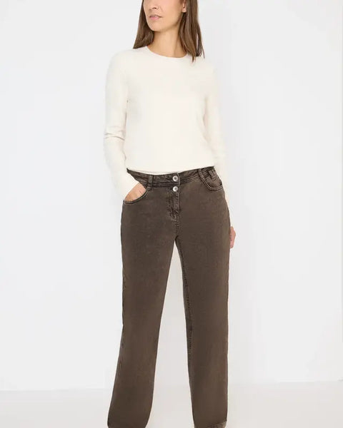 Cecil Neele Wide Leg Jeans 32" Leg - Chocolate Mousse