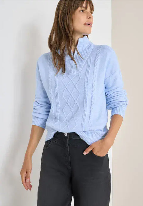 Cecil Troyer Cable Knit Jumper - Blue