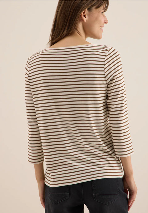 Cecil Basic Stripe Boatneck - Oat Milk Beige