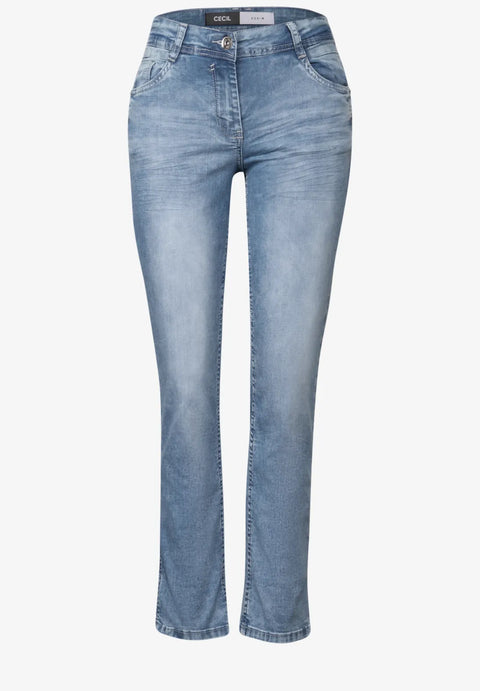 Cecil Scarlett Jeans with Turn Up - Light Blue