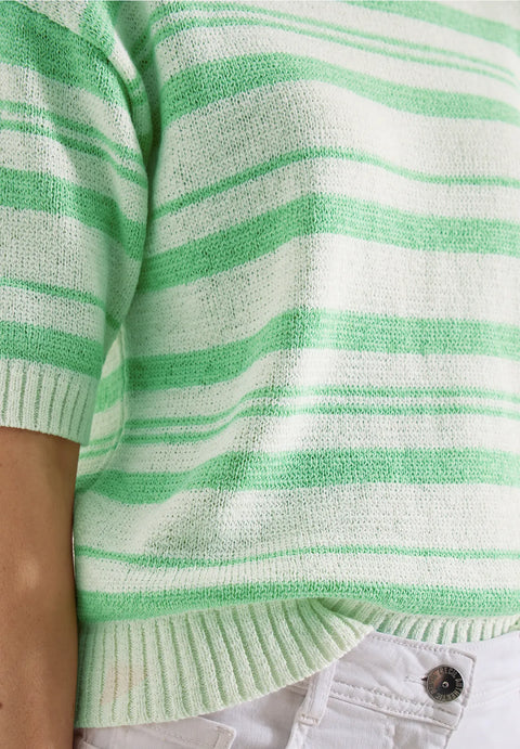 Cecil Short Sleeve Stripe Knit - Lime