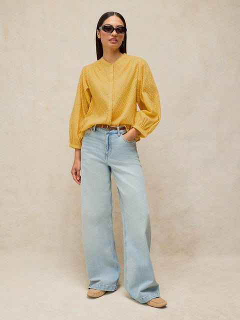 White Stuff Lana Jaquard Blouse - Yellow