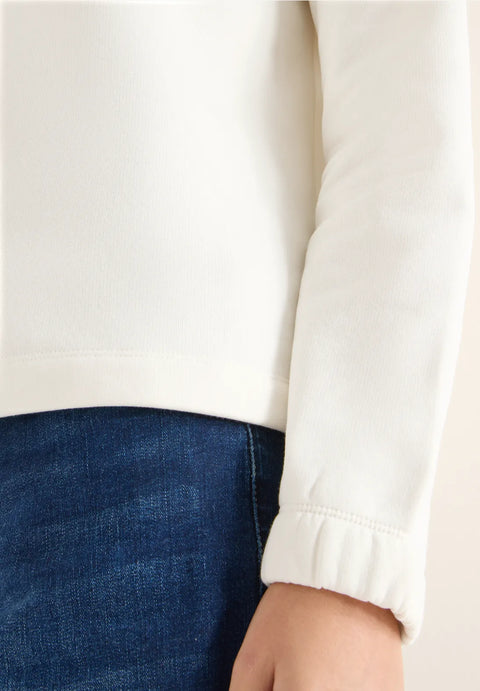 Cecil Sweatshirt with Funnel Neck- Creamy White