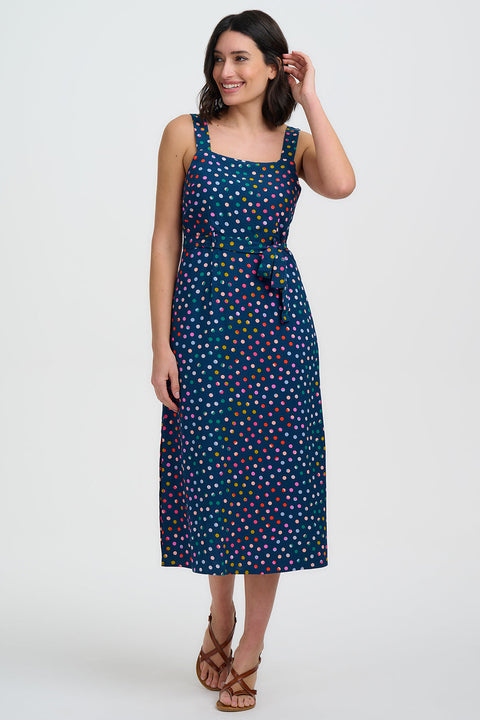 Sugarhill Elva Midi Sundress-Navy Rainbow Marbles