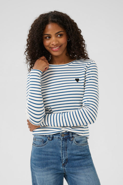 Liddy Long Sleeve T-Shirt - Blue & Wine