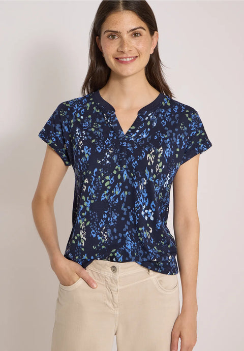 Cecil Minimal Rib Collar Tunic - Navy