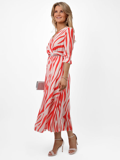 Kate & Pippa Positano Dress in Orange/Cream Print