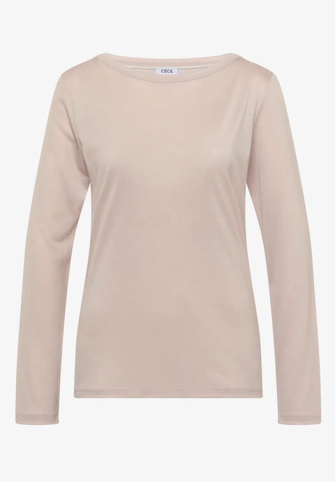 Cecil Basic Top with Boatneck - cashmere beige