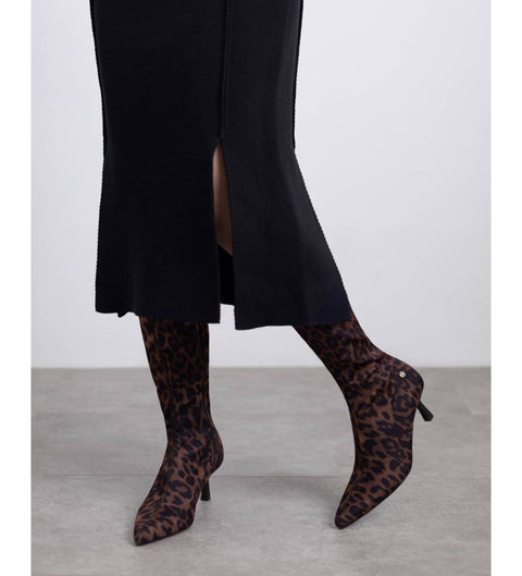 Xti Sock Boot Long  - Leopard Print
