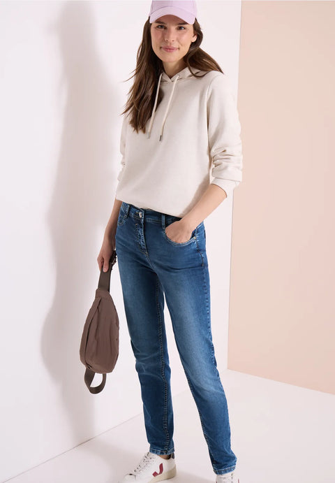 Cecil Toronto Mid Blue Slim Leg Jeans