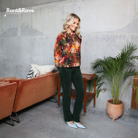 Rant & Rave Odessa Bootcut Cord - Forest Green