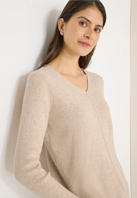 Cecil V-Neck Knit - Beige