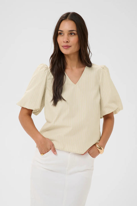 Kaffe Josie Blouse - Beige Stripe