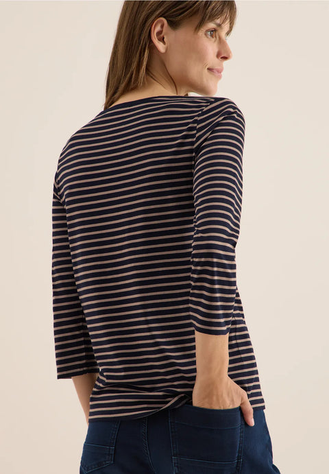 Cecil Basic Stripe Boatneck Top - Urban Navy
