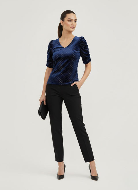 Laura Navy Velvet Top