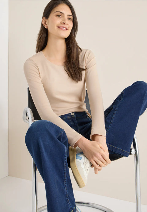 Cecil Pia Basic Top - Pearl Beige