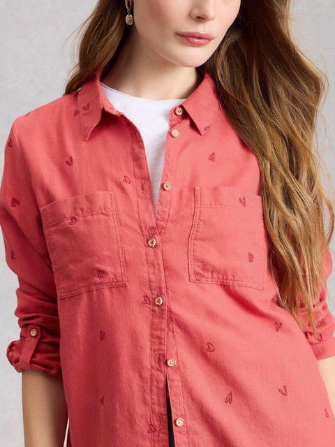 White Stuff Sophie Collared Organic Cotton Long Sleeve Shirt
in MID PINK