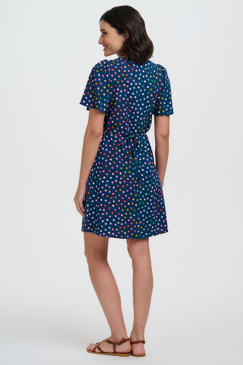 Sugarhill Kari Mini Dress - Navy Rainbow Marbles