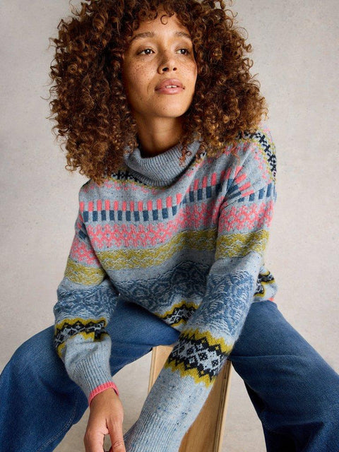 White Stuff Felicity Farisle Jumper- Blue Multi