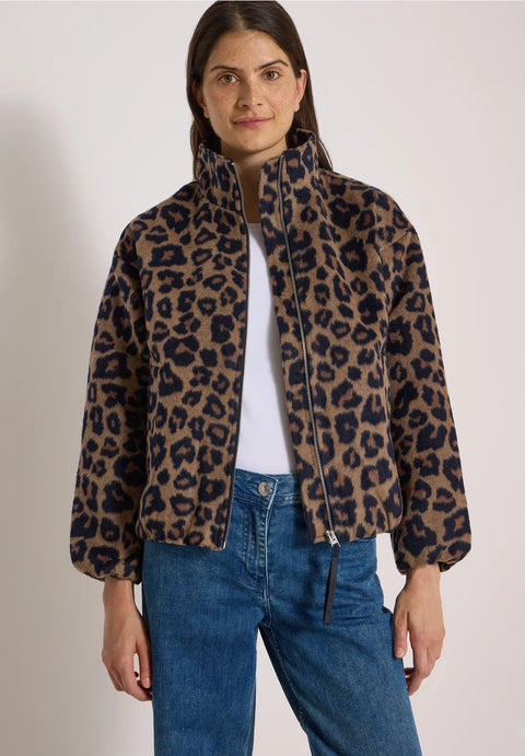 Cecil Animal Print Blouson Jacket - creamy mocha