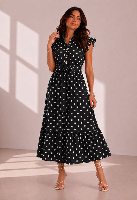 Ava Black Polka Dot Dress