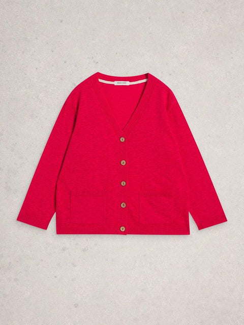 White Stuff Nova Linen Blend Cardigan- Dark Pink