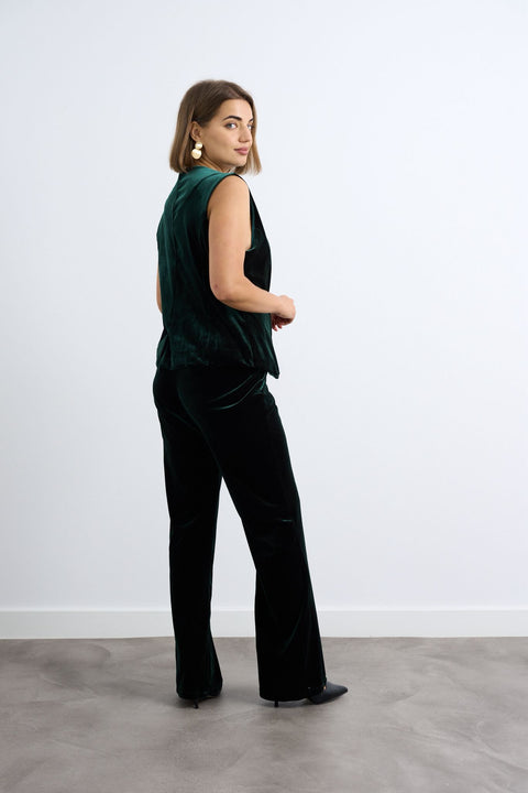 Kyla Velvet Waistcoat Suit - Green