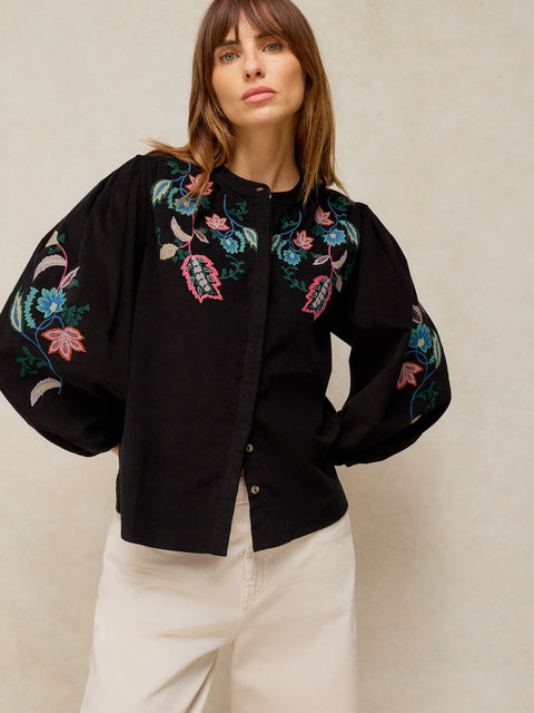 White Stuff Wren Embroidered Cord Blouse