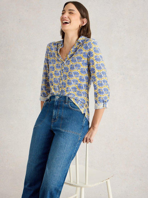 White Stuff Annie Jersey Shirt - White Print