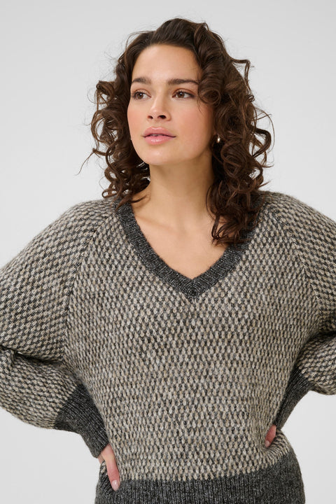 Kaffe Kamelinda Knit - Dark Grey Melange - Relaxed Fit