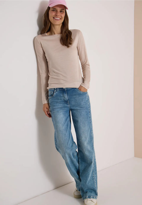 Cecil Basic Top with Boatneck - cashmere beige