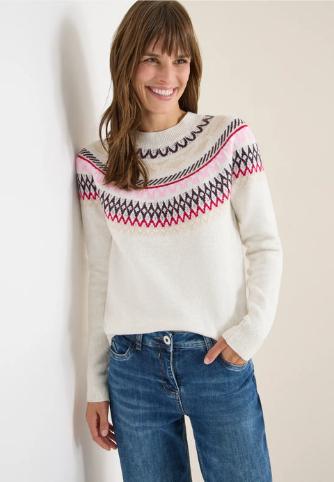 Cecil Cosy Norwegian Jumper - Eggshell Melange