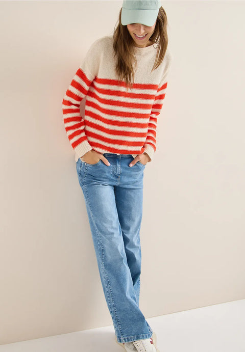 Cecil Striped Summer Knit - pearl beige