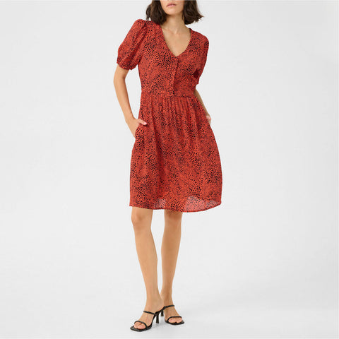 Kaffe Kalina Animal  Print Dress - Red