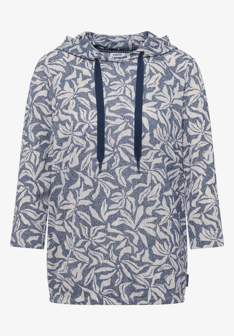 Cecil 3/4 Sleeve Hoody with Print Detail